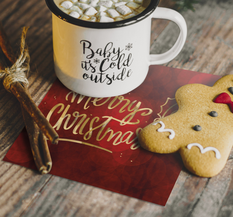 Kırmızı içecek altlığında mutlu noeller - TenStickers