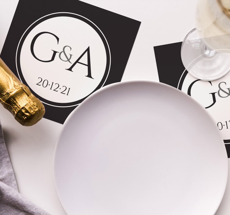 Kişiselleştirilmiş klasik düğün coaster - TenStickers