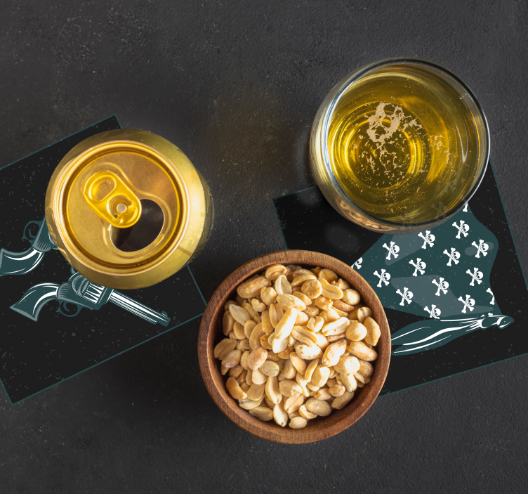 Kovboy şapkası, sürü ve tabancalar coaster - TenStickers