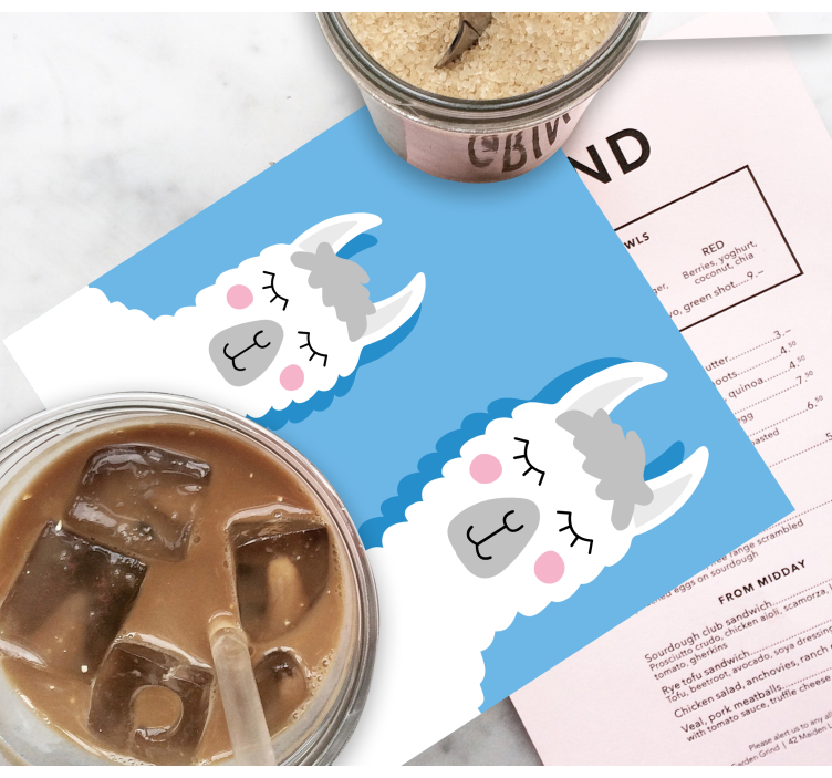 Lama bardak altlıkları içiyor - TenStickers