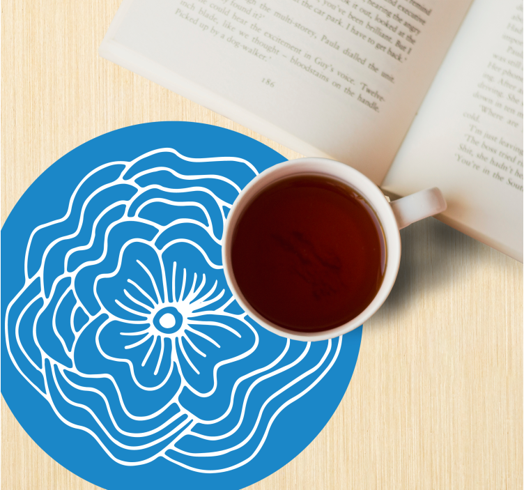 Mavi modern coaster ile siluet çiçek - TenStickers