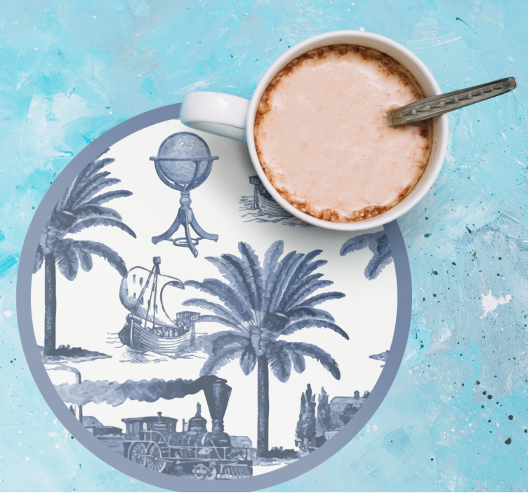 Mavi coaster fransız vintage desen - TenStickers