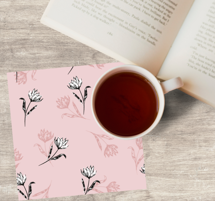 Pembe bir arka plan modern coaster üzerinde beyaz lilyum - TenStickers