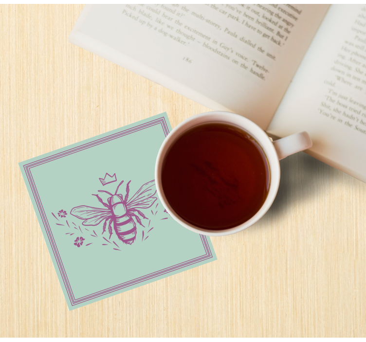 Pembe ve yeşil kraliçe arı daha fazla bardak - TenStickers