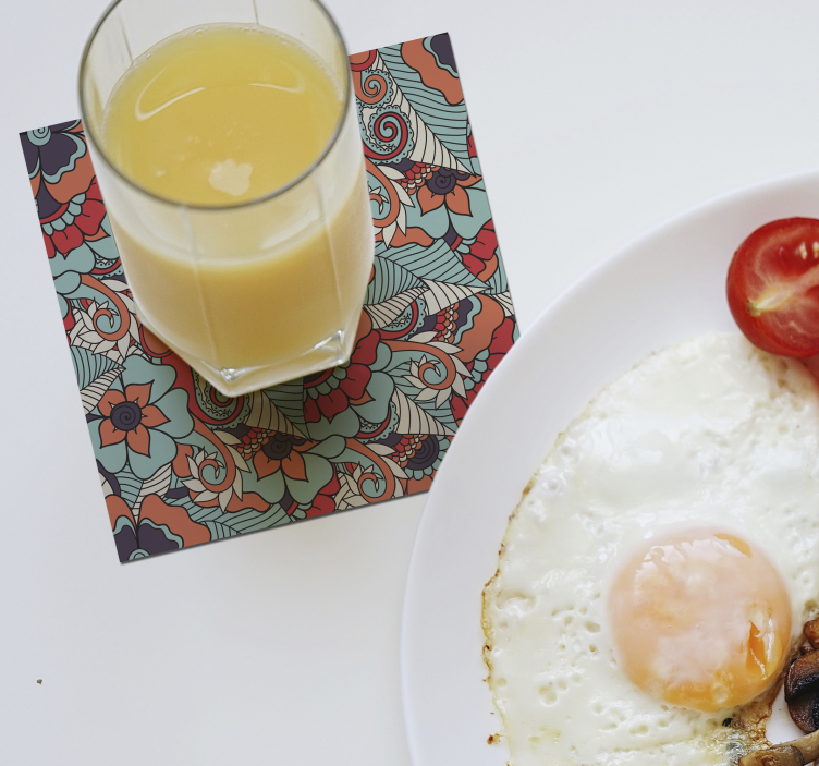 Desenli baskı çiçek bardak altlığı - TenStickers