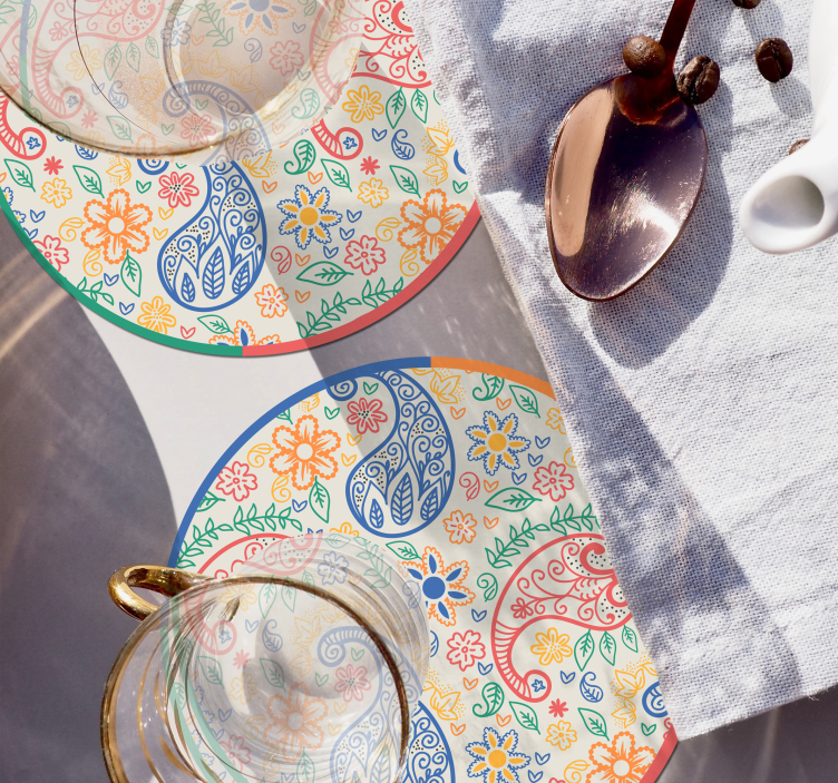 Renkli desenli içki bardak altlığı - TenStickers