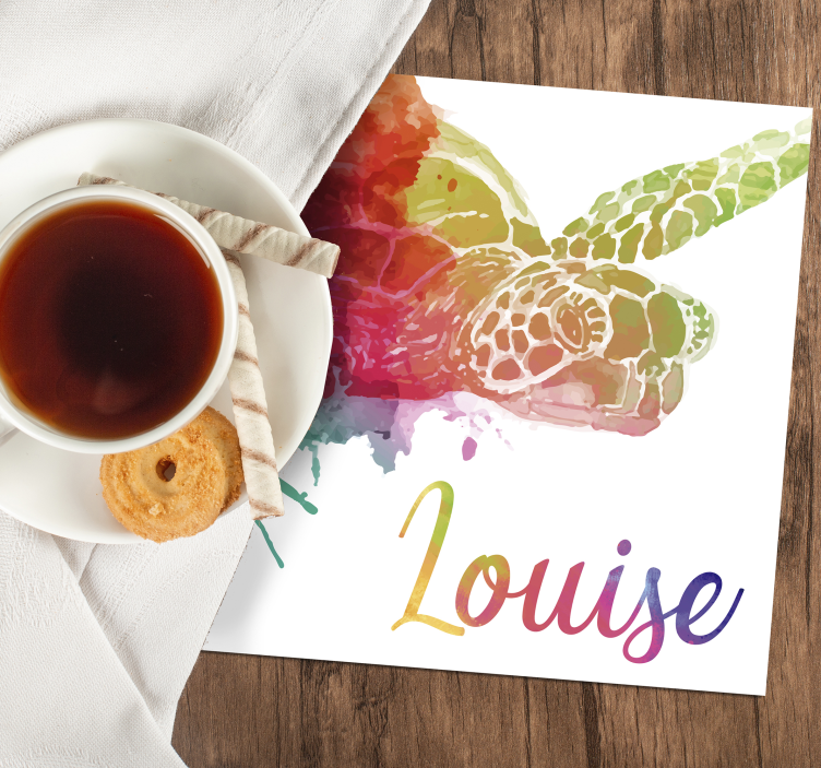 Adı ile renkli kaplumbağa coaster - TenStickers