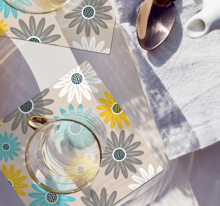 Renkli papatyalar coaster - TenStickers