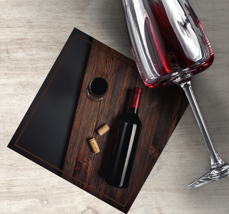 şarap ve mantarlar vintage coaster - TenStickers