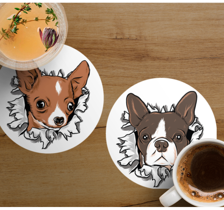 Sevimli animasyonlu köpekler inek bardak altlığı - TenStickers
