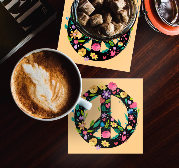 Siyah barış sembolü vintage coaster - TenStickers