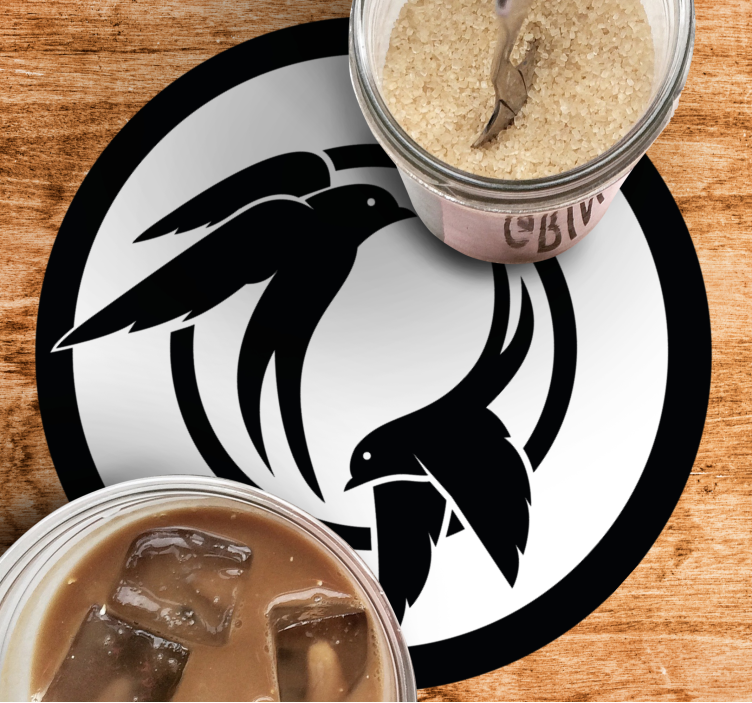 Siyah beyaz kırlangıç kuşlar modern coaster - TenStickers