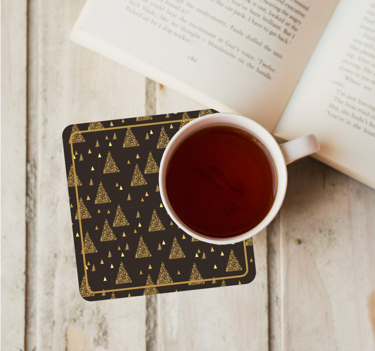 Zarif altın yılbaşı ağaçları treni - TenStickers