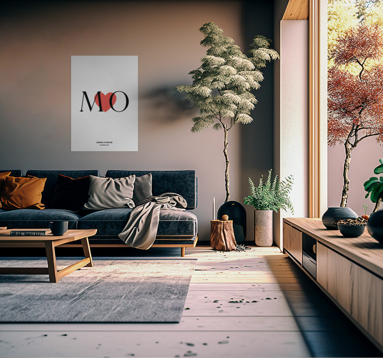 Baş harfleri özel aşk özelleştirilebilir poster - TenStickers