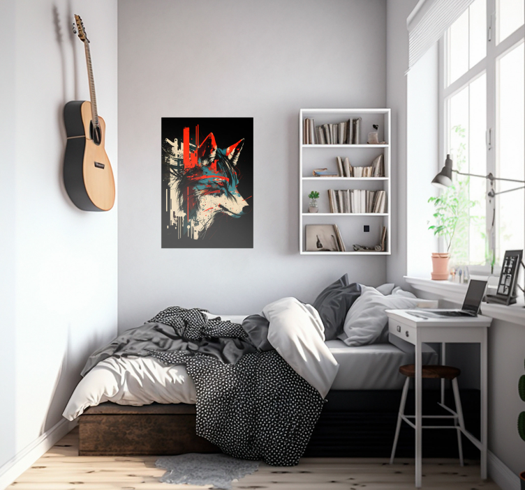 Duvar için soyut kurt sanat posteri - TenStickers