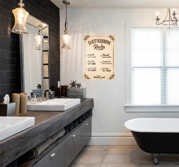 Banyo kuralları vintage poster - TenStickers