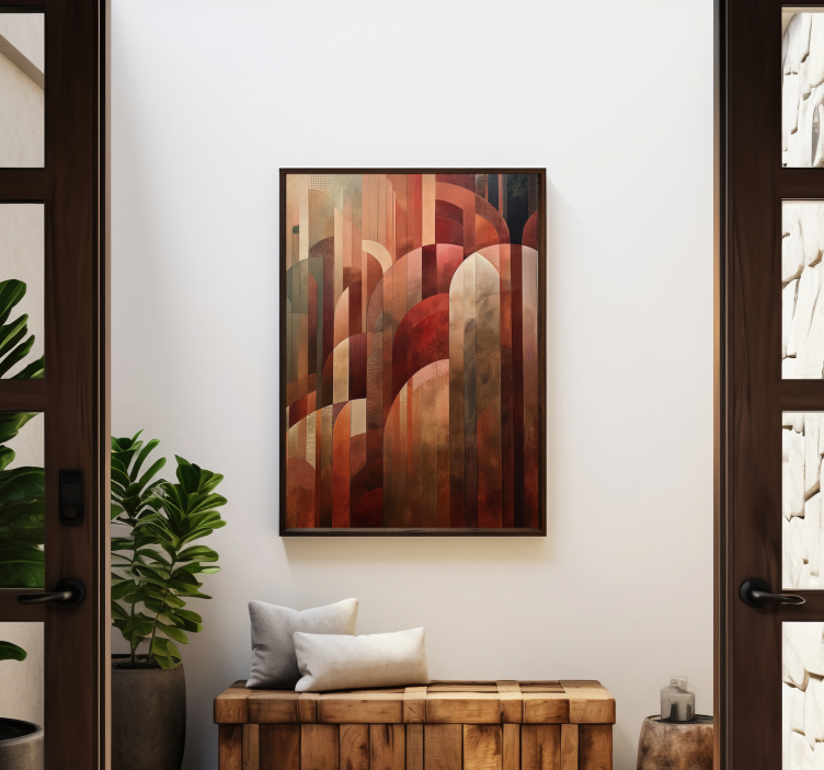 Kırmızı şekiller Art Déco poster - TenStickers