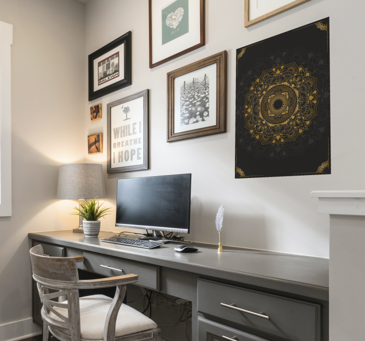 Siyah mandala kelebek posteri - TenStickers