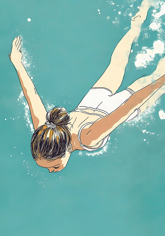 Yüzücü Poster sanatsal çizim - TenStickers
