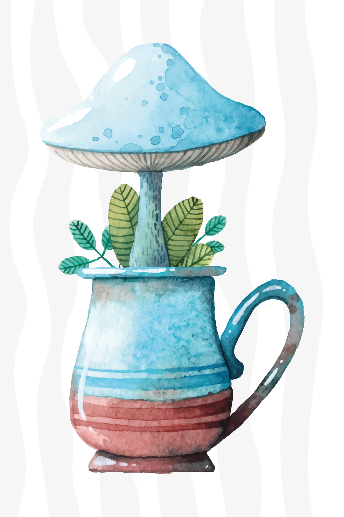 Mutfak afişi sevimli mantar tasarımı fincan içinde - TenStickers