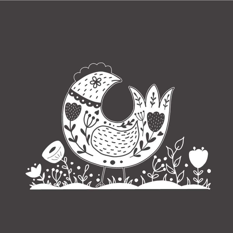 Mutfak afişi polonyalı çiçek desenli gururlu tavuklar - TenStickers