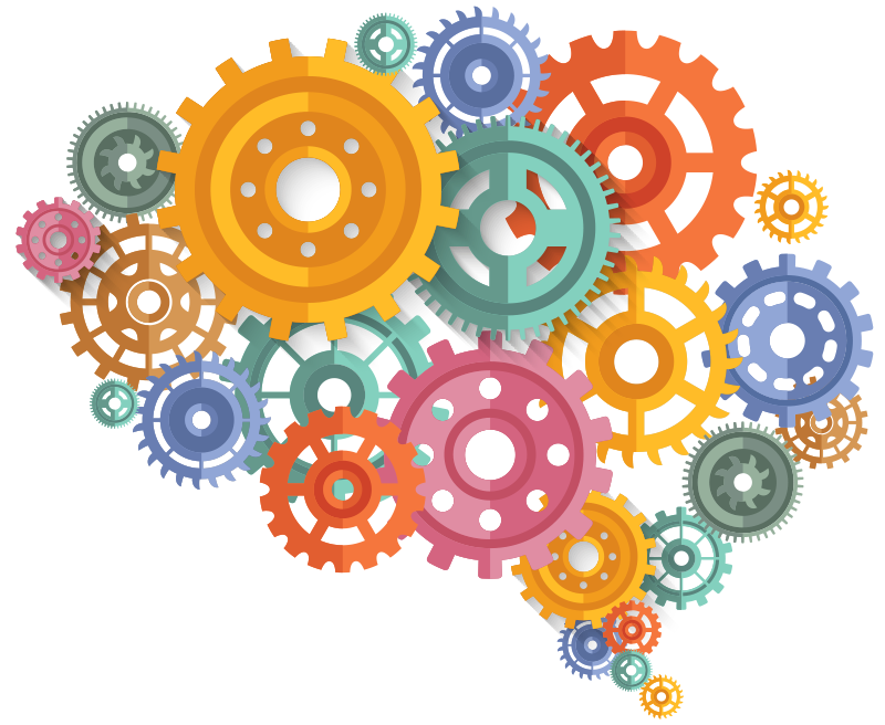 Ofis afişi beyin renkli dişliler - TenStickers