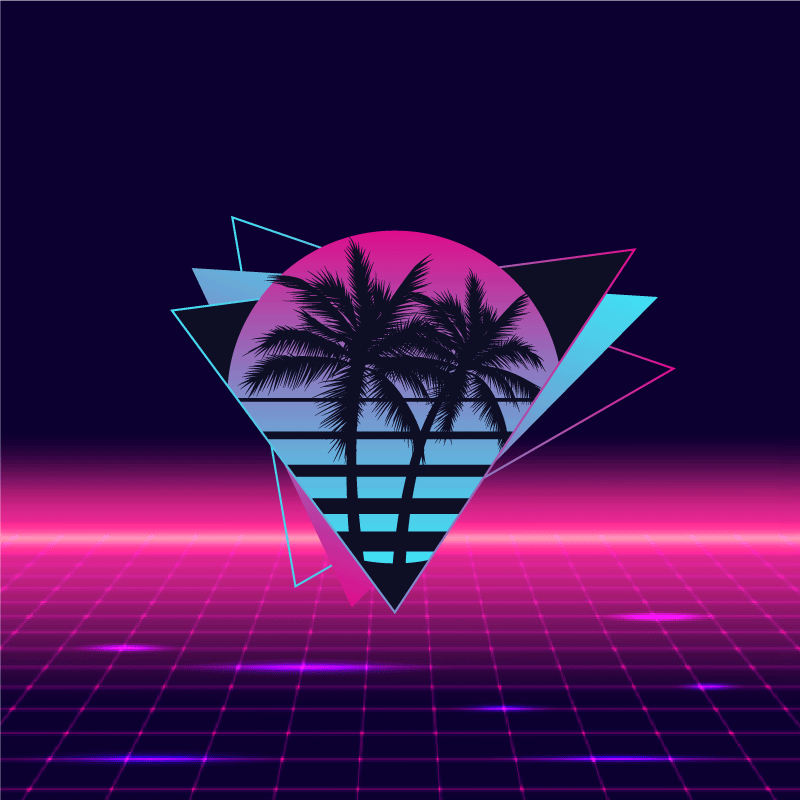 Oturma odası afişi vaporwave tarzı palmiye ağacı - TenStickers