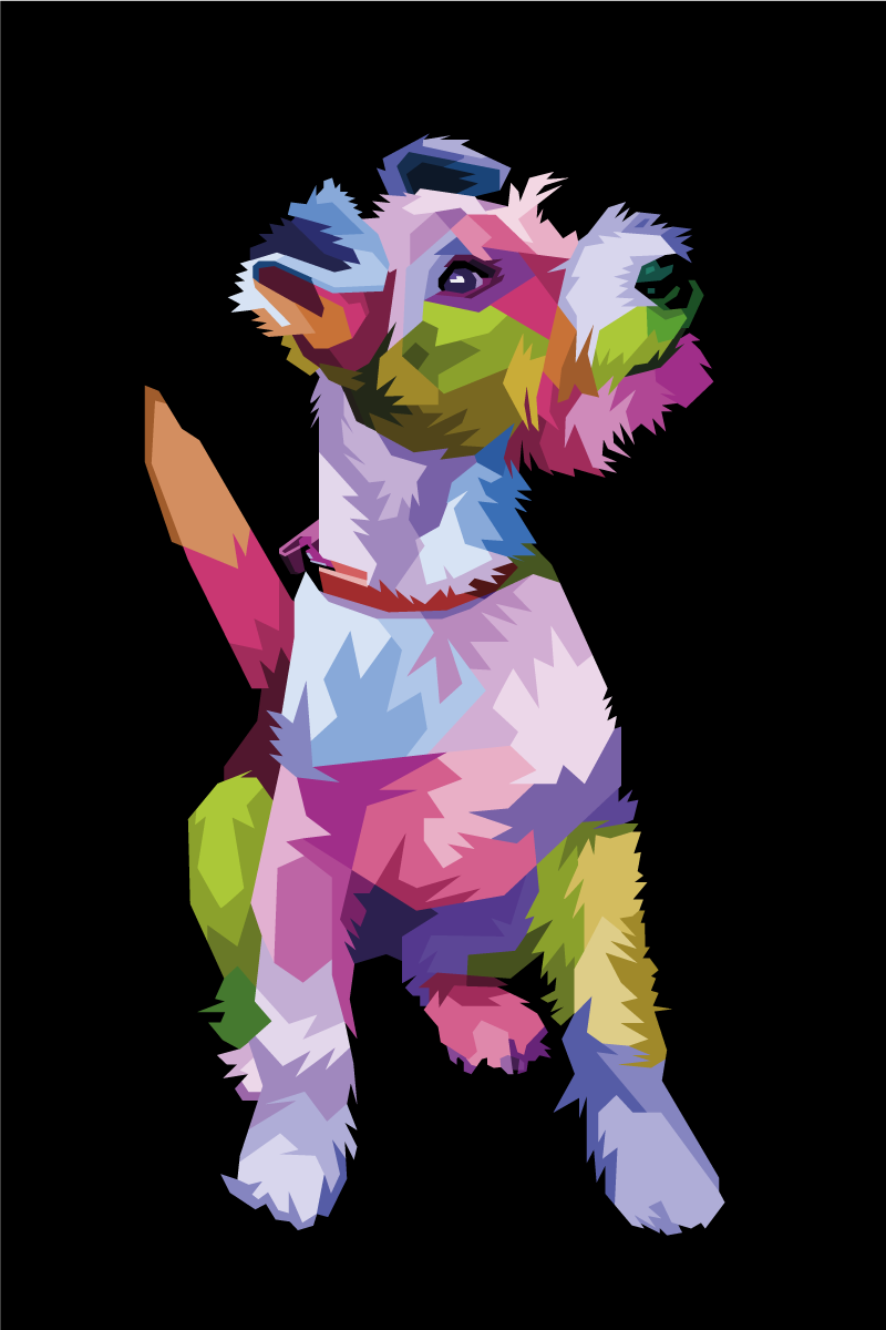 Oturma odası afiş geometrik hayvanlar fox terrier - TenStickers