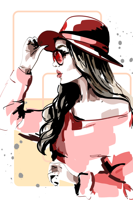 Oturma odası afişi şapkalı damaş - TenStickers