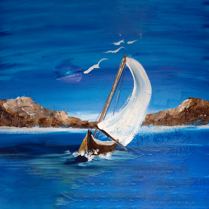 Oturma odası afişi - tuval yelkenli botlar - TenStickers