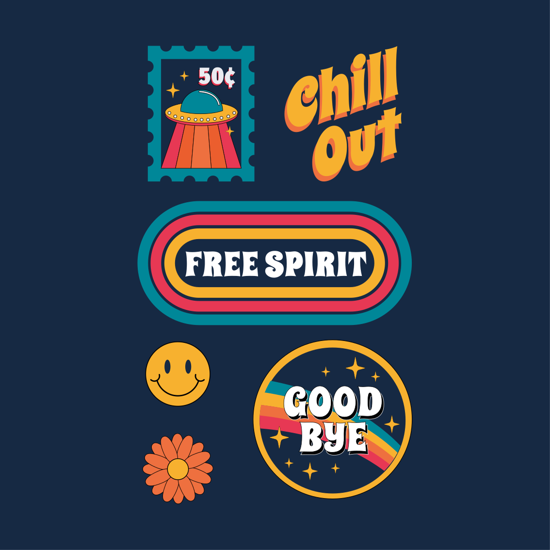 Oturma odası afişi 70'ler eğlencesi ve rahatlığı - TenStickers