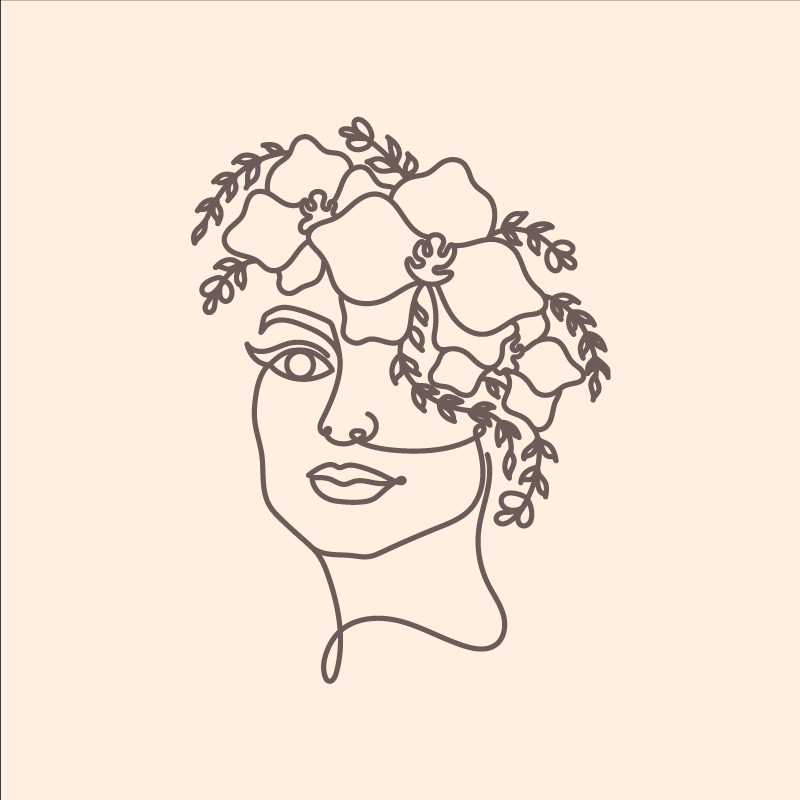 Oturma odası afişi minimalist şık kadın çiçekli - TenStickers