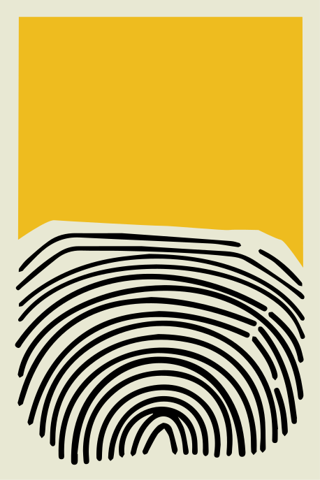 Oturma odası afişi sarı soyut resim siyah çizgilerle - TenStickers