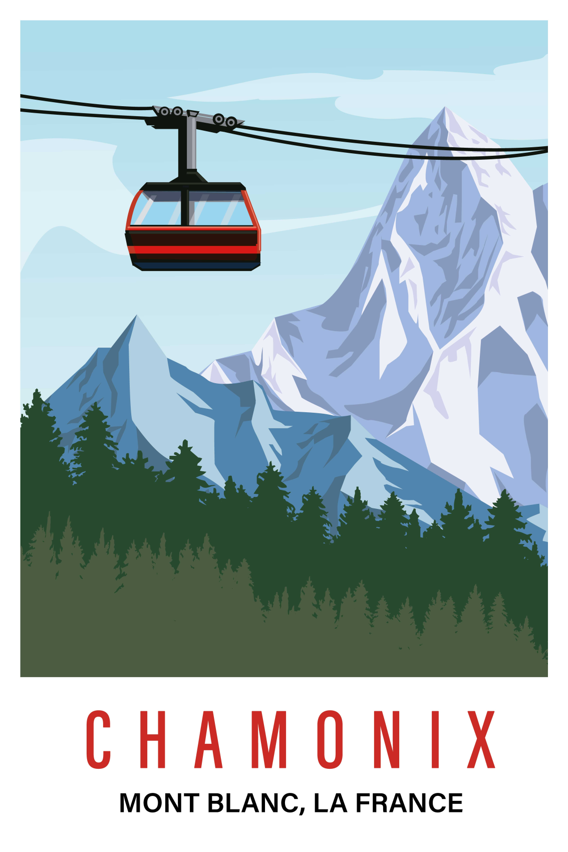 Chamonix dağı oturma odası afiş - TenStickers