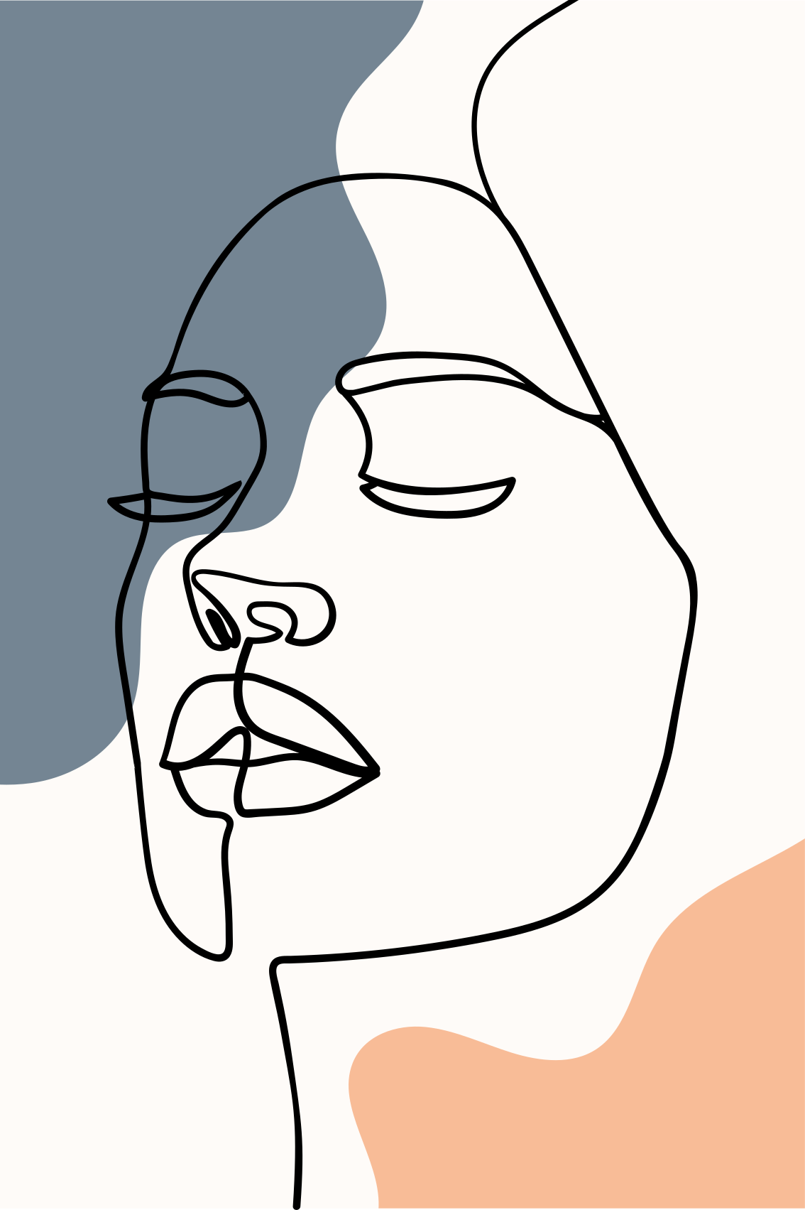 Oturma odası afişi modern ve soyut yüz - TenStickers