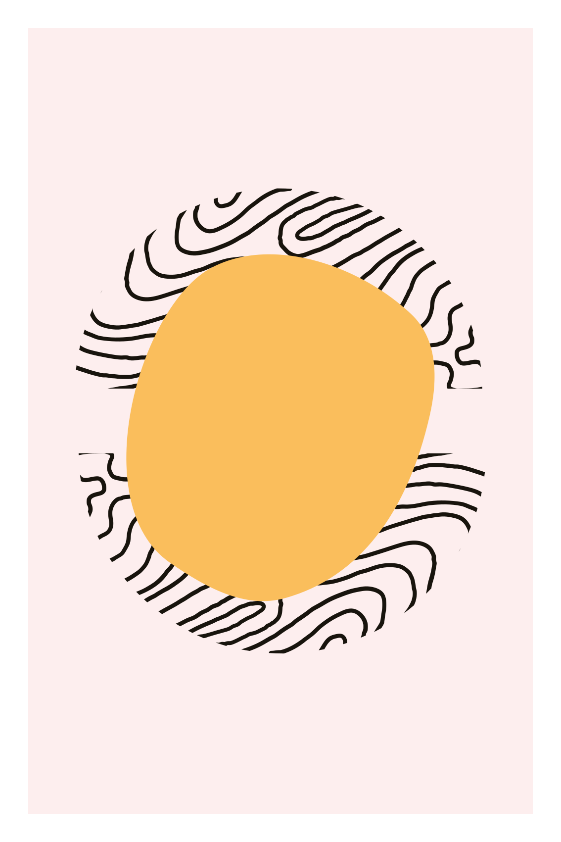 Oturma odası afişi çizgiler ve sarı form - TenStickers