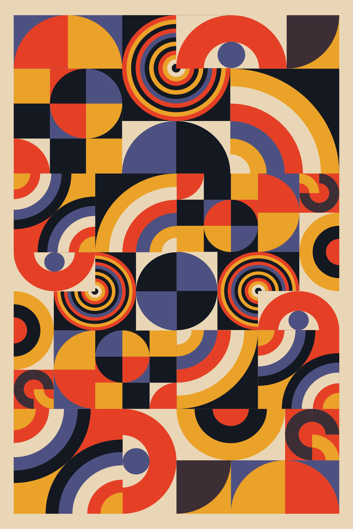 Oturma odası afişi renkli bauhaus daireleri - TenStickers