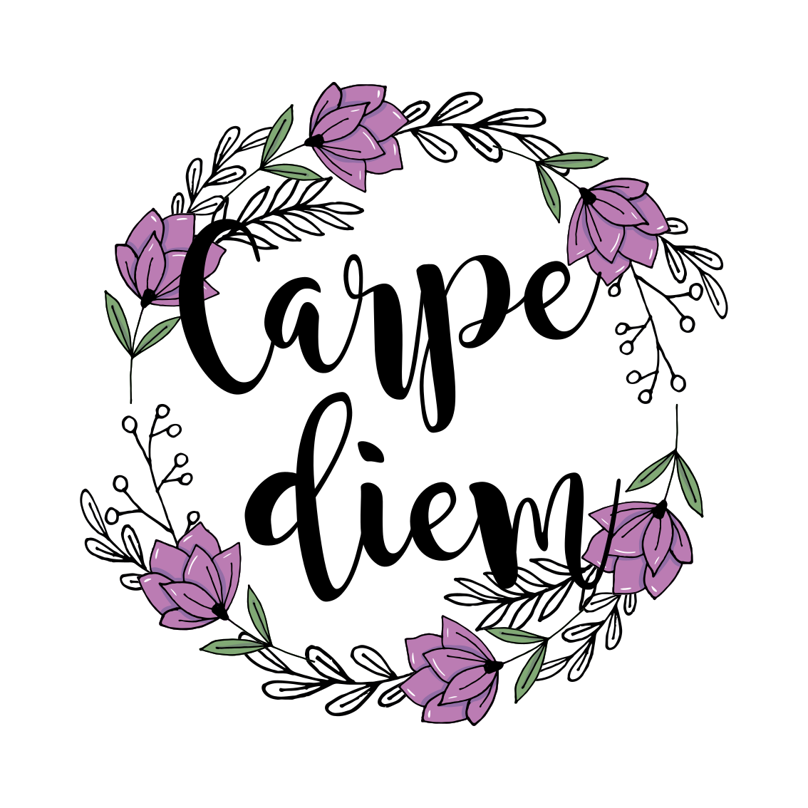 Oturma odası afişi - carpe diem renkli çiçek deseni - TenStickers