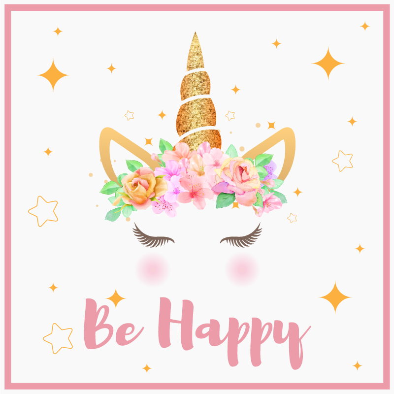 Çocuk odası poster unicorn "mutlu ol" - TenStickers