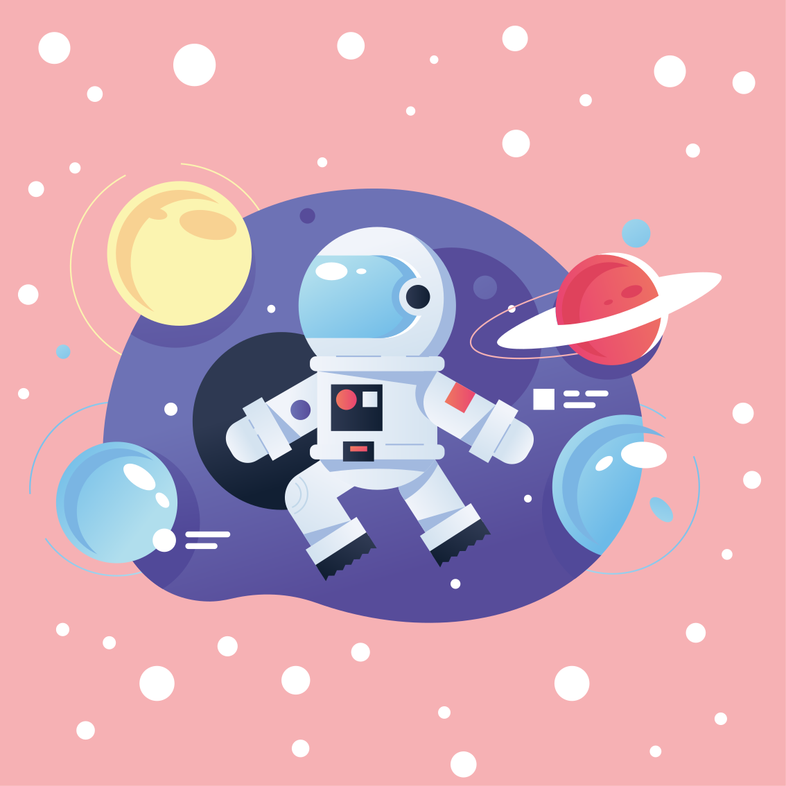 Çocuk odası poster uzay adamı sembolleri - TenStickers