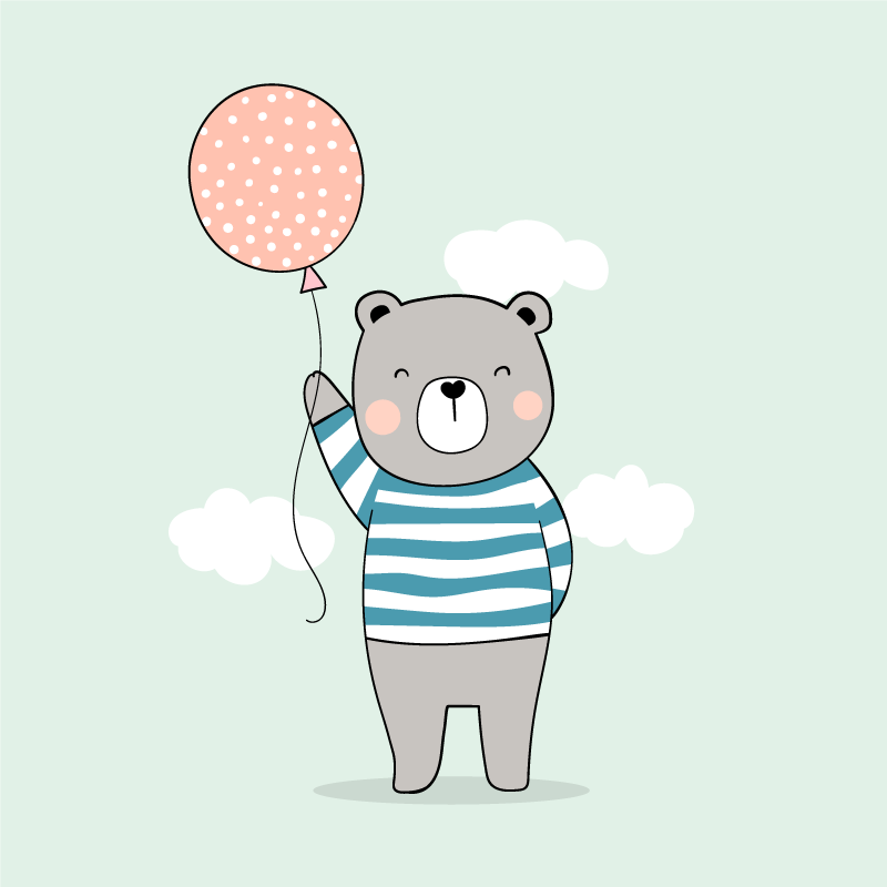 Çocuk odası poster sevimli ayıcık balonla - TenStickers