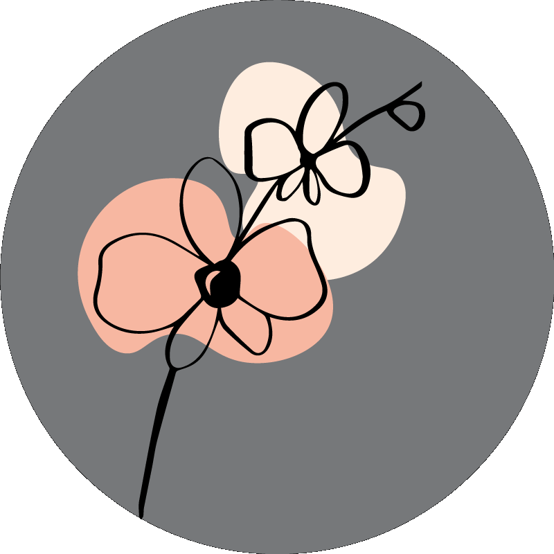 Çiçekler ve bitkiler afiş - orkide soyut çizgi sanatı - TenStickers