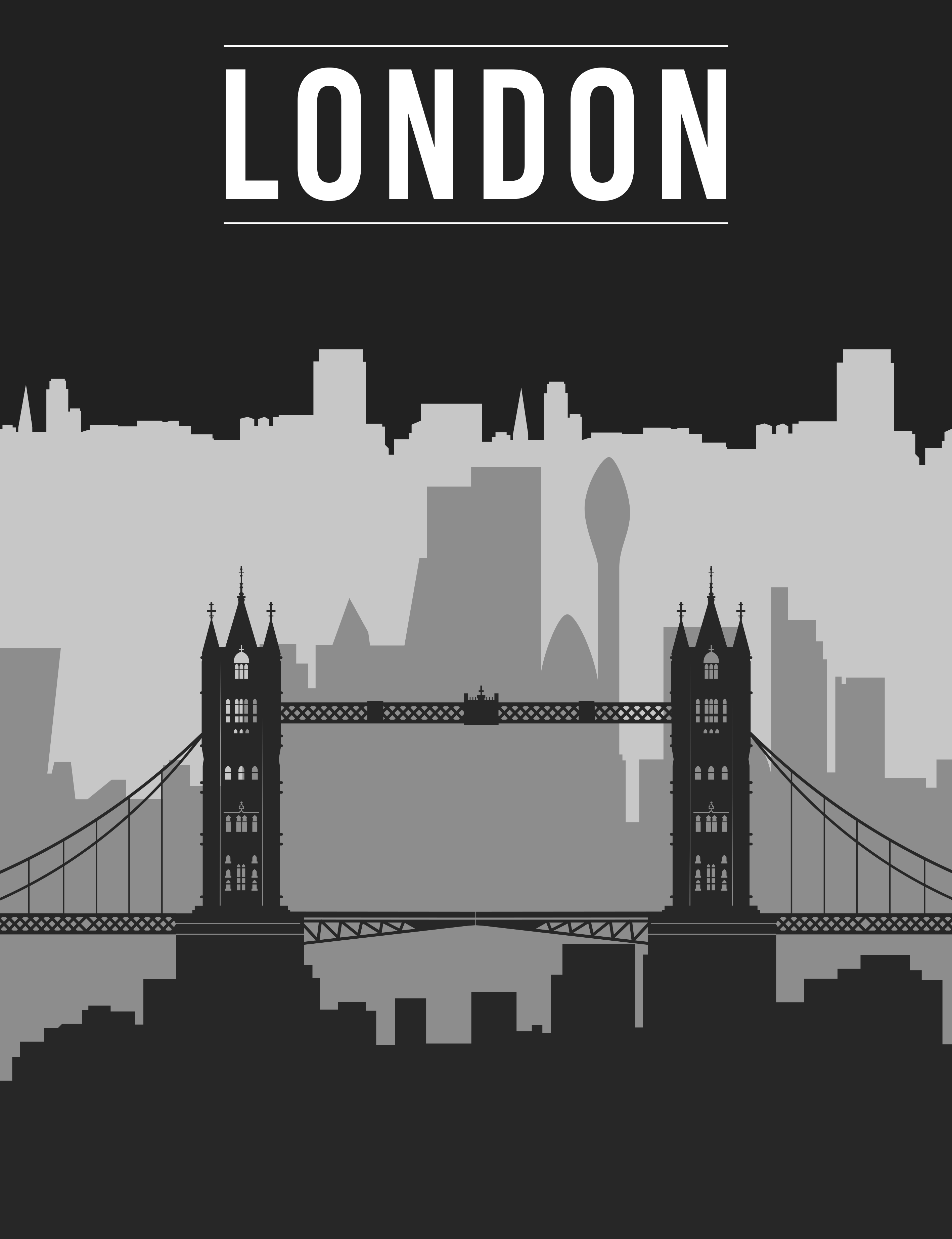 İfadeler ile afiş siyah beyaz londra silueti - TenStickers