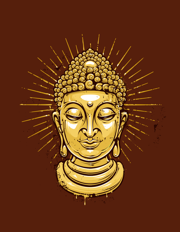 Zen afiş altın buda silueti - TenStickers