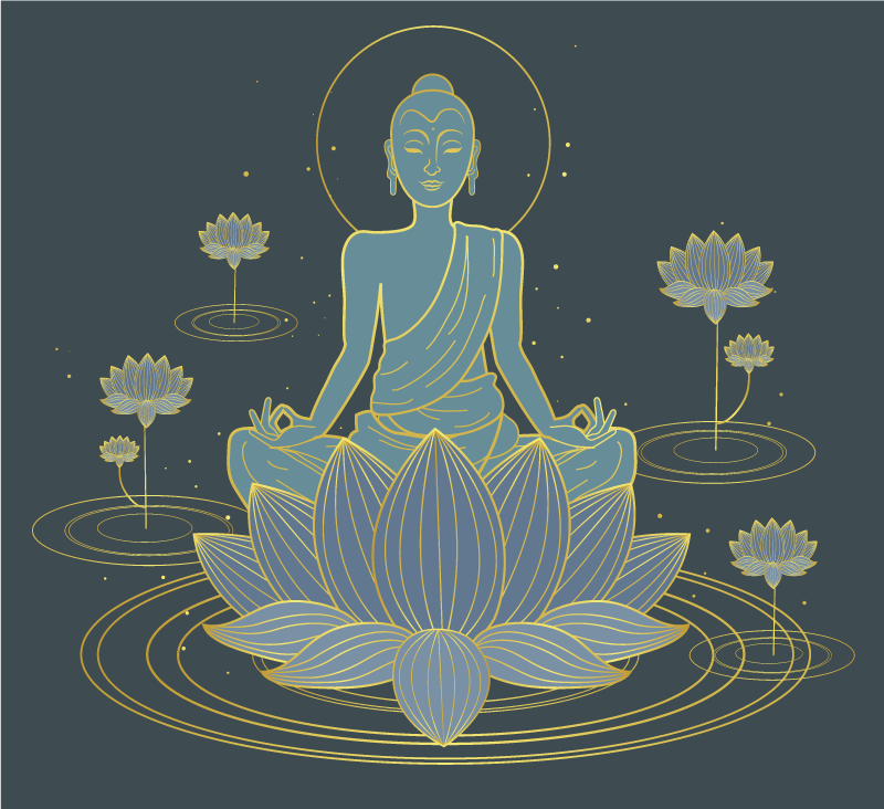 Zen afiş meditasyon yapan buddha - TenStickers