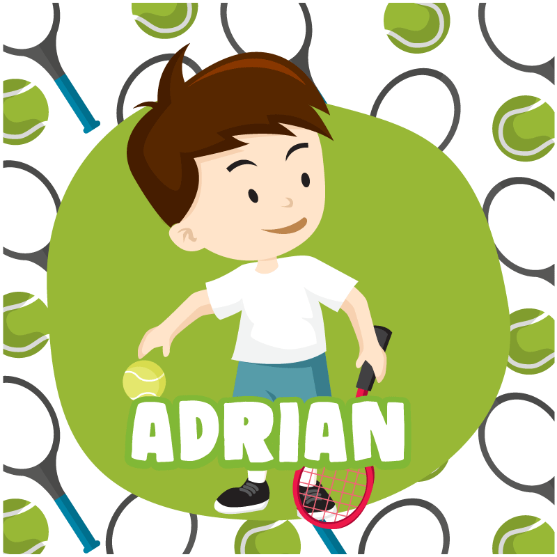 Spor afişi çocuk tenis oyuncusu ismiyle - TenStickers