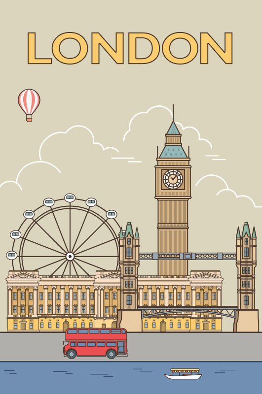 Şehirler ve Ülkeler afişi londra - TenStickers