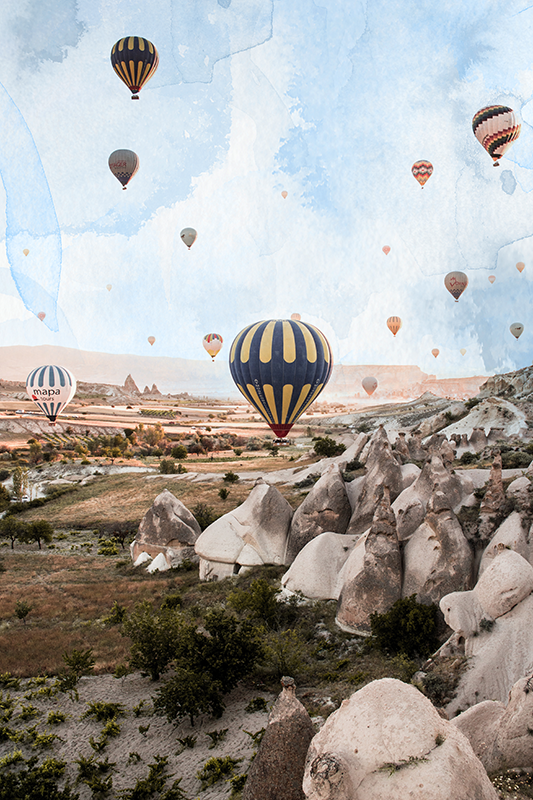 Şehirler ve ülkeler afiş kapadokya sıcak hava balonları - TenStickers