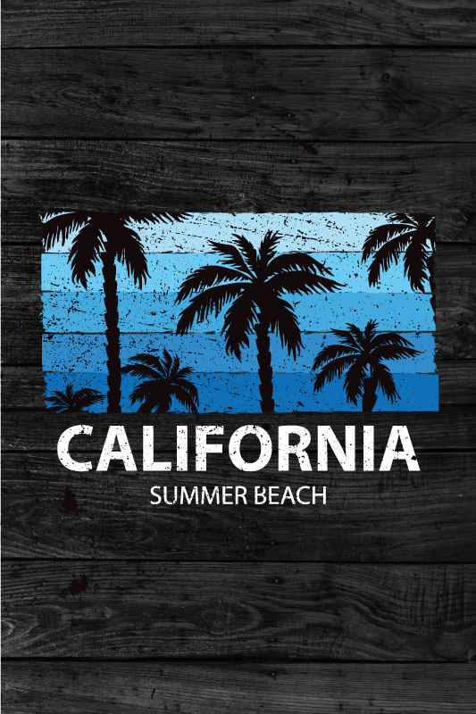 Şehirler ve ülkeler afiş california yaz plajı afişi - TenStickers