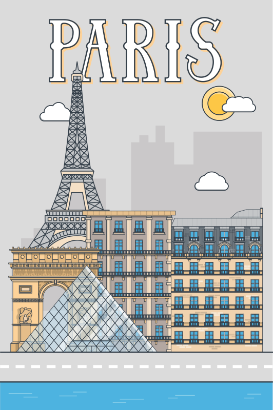 Şehirler ve Ülkeler afişi paris - TenStickers